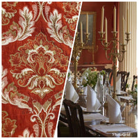 NEW! Sir Drew Designer Quilted Brocade Damask Upholstery Fabric- Rust Brick Red - Fancy Styles Fabric Pierre Frey Lee Jofa Brunschwig & Fils