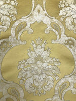 NEW Sir Darcey Designer Satin Burnout Damask Drapery Upholstery Fabric *Gold Yellow BTY - Fancy Styles Fabric Pierre Frey Lee Jofa Brunschwig & Fils
