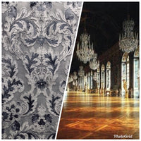 NEW! Antique Inspired Burnout Velvet Damask Fabric - Upholstery Gray Brocade - Fancy Styles Fabric Boutique