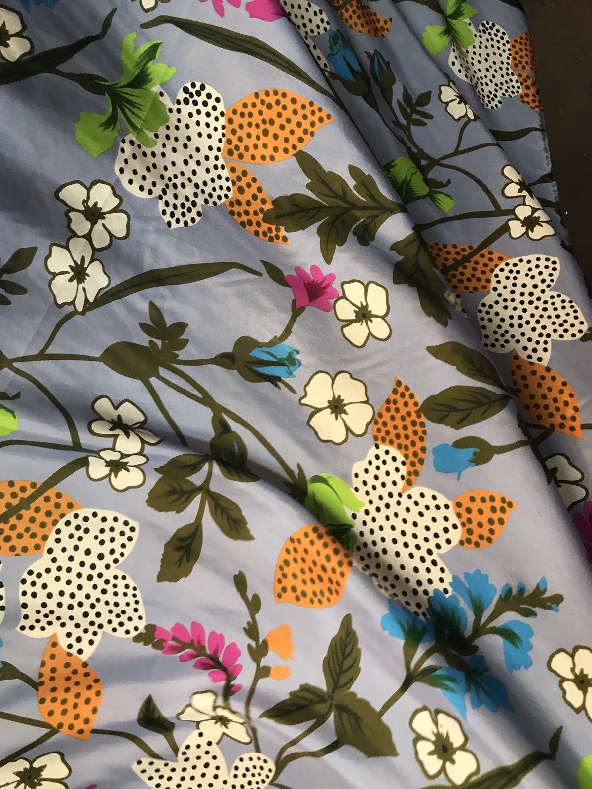 NEW! 100% Silk Charmeuse Gucci Inspired Fabric Multi Color Floral By The Yard - Fancy Styles Fabric Boutique