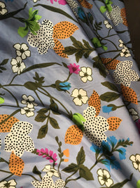 NEW! 100% Silk Charmeuse Gucci Inspired Fabric Multi Color Floral By The Yard - Fancy Styles Fabric Boutique