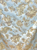 SWATCH Brocade Satin Fabric- Antique Aqua Blue - Embroidery Damask - Fancy Styles Fabric Pierre Frey Lee Jofa Brunschwig & Fils