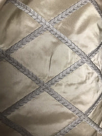NEW! SALE! 100% Silk Taffeta Embroidered Rope Motif Fabric - Beige & Gray - Fancy Styles Fabric Pierre Frey Lee Jofa Brunschwig & Fils