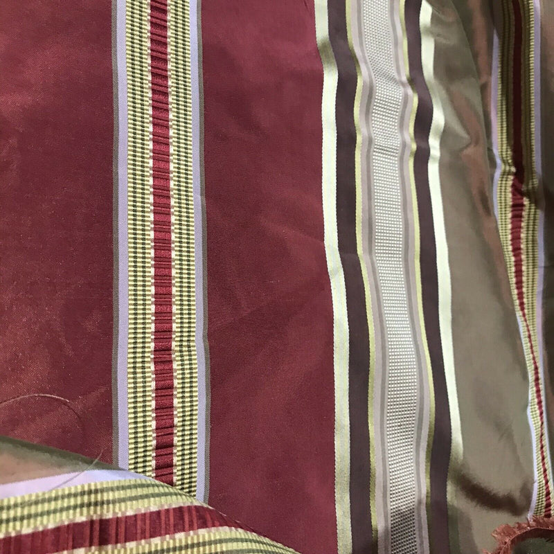 NEW! Lady Meryl Designer 100% Silk Taffeta Fabric -Red & Gold Ribbon Satin Stripes - Fancy Styles Fabric Pierre Frey Lee Jofa Brunschwig & Fils