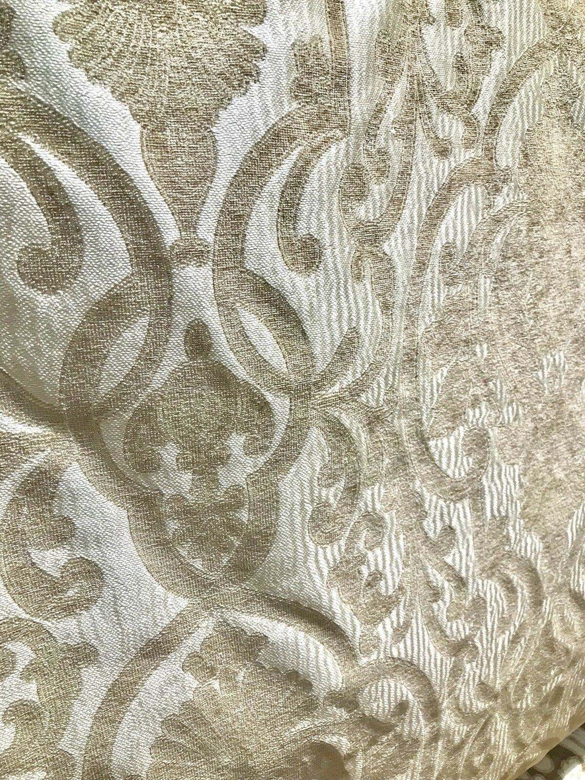SWATCH Double Sided Burnout Chenille Velvet Fabric- Taupe Upholstery Damask - Fancy Styles Fabric Pierre Frey Lee Jofa Brunschwig & Fils