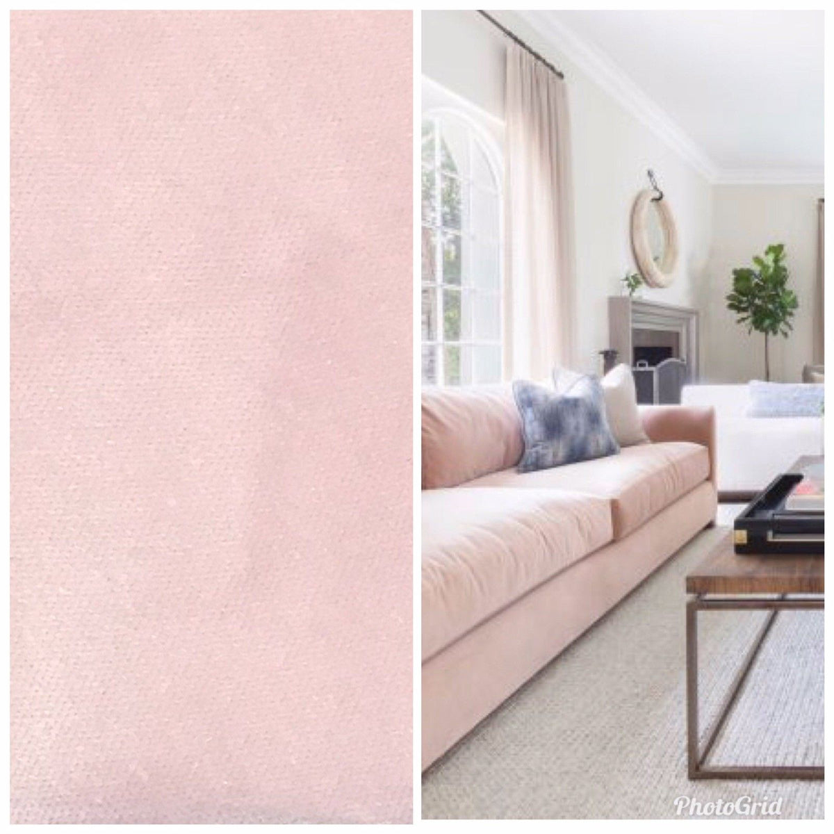 NEW Designer Soft Upholstery Velvet Fabric- Ballet Pink- Sold By The Yard - Fancy Styles Fabric Boutique