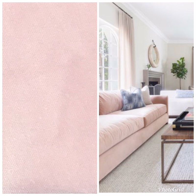 NEW Designer Soft Upholstery Velvet Fabric- Ballet Pink- Sold By The Yard