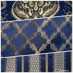 Lady Jennifer Designer Brocade Upholstery & Drapery Satin Striped Fabric Blue Gold LLPBB0004 - Fancy Styles Fabric Pierre Frey Lee Jofa Brunschwig & Fils