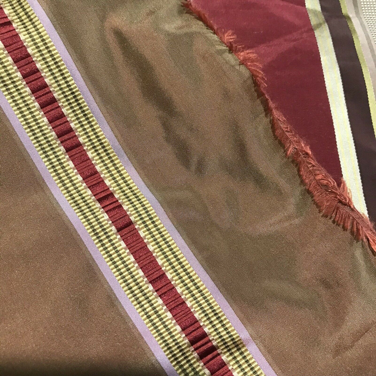 NEW! Lady Meryl Designer 100% Silk Taffeta Fabric -Red & Gold Ribbon Satin Stripes - Fancy Styles Fabric Pierre Frey Lee Jofa Brunschwig & Fils