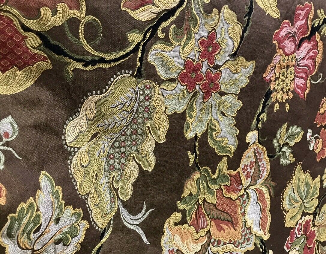NEW Designer Floral Brocade Damask Upholstery Fabric- Made In Belgium- Brown - Fancy Styles Fabric Pierre Frey Lee Jofa Brunschwig & Fils