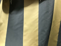 60” Wide- Designer Satin Drapery Fabric - 6” Gold And Charcoal Gray Stripes - Fancy Styles Fabric Pierre Frey Lee Jofa Brunschwig & Fils