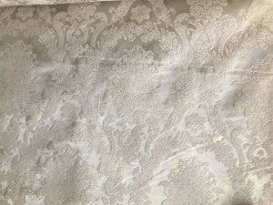 Lord Augustin Designer Velvet Chenille Burnout Damask Upholstery Fabric - Cream & Gold - Fancy Styles Fabric Pierre Frey Lee Jofa Brunschwig & Fils