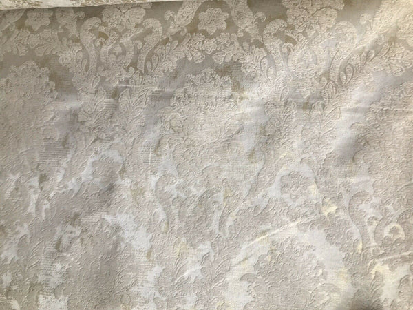 Lord Augustin Designer Velvet Chenille Burnout Damask Upholstery Fabric - Cream & Gold - Fancy Styles Fabric Pierre Frey Lee Jofa Brunschwig & Fils