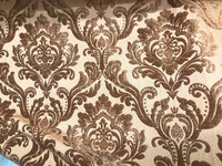 Queen Isabella Designer Damask Burnout Chenille Velvet Fabric - Taupe BTY - Fancy Styles Fabric Pierre Frey Lee Jofa Brunschwig & Fils