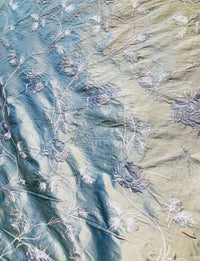 NEW! Queen Evelyn 100% Silk Taffeta Interior Design Drapery Fabric Embroidery Light Blue - Fancy Styles Fabric Pierre Frey Lee Jofa Brunschwig & Fils