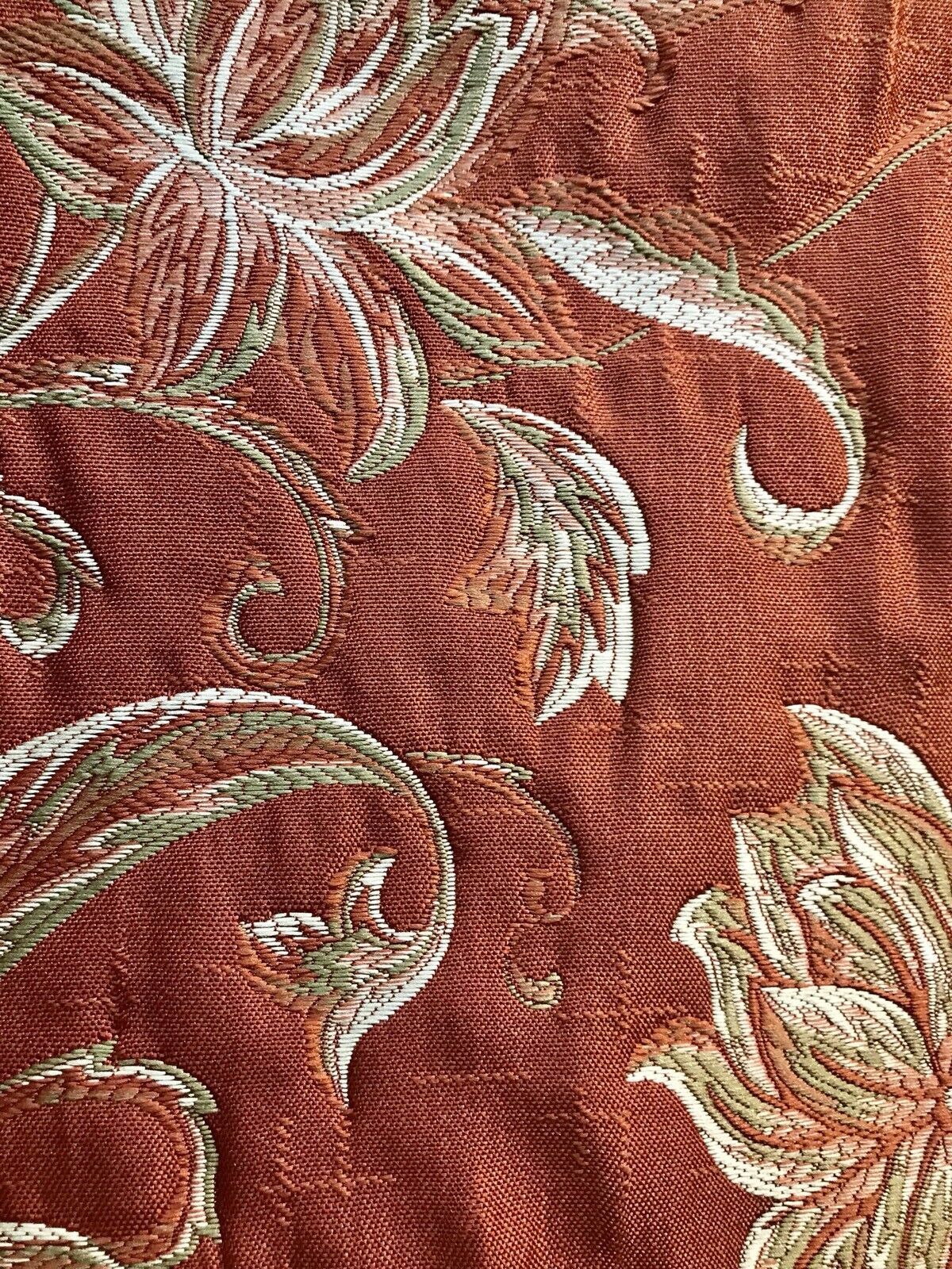 NEW! Designer Quilted Brocade Floral Upholstery Fabric- Rust Brick Red - Fancy Styles Fabric Pierre Frey Lee Jofa Brunschwig & Fils