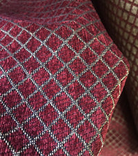 SALE! Lord Owen Burnout Velvet Chenille Fabric -Burgundy Red Diamond Motif -Upholstery - Fancy Styles Fabric Pierre Frey Lee Jofa Brunschwig & Fils