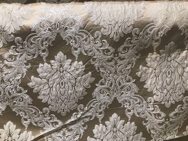 NEW! Gold Taupe Brocade Satin Upholstery Decorating Fabric - Fancy Styles Fabric Boutique