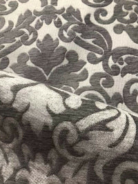 NEW Sir Arthur Double Sided Burnout Chenille Velvet Fabric- Grey & Ivory Upholstery Damask - Fancy Styles Fabric Pierre Frey Lee Jofa Brunschwig & Fils