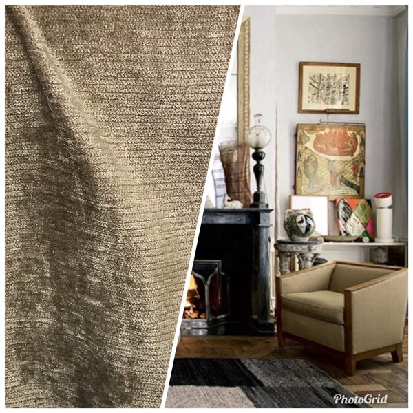 SALE! Designer Velvet Chenille Fabric - Olive Taupe - Upholstery - Fancy Styles Fabric Pierre Frey Lee Jofa Brunschwig & Fils