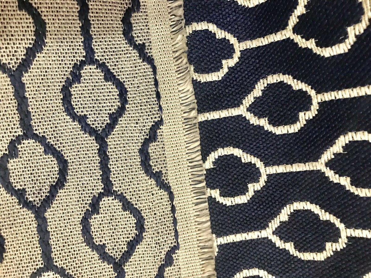 NEW Burnout Linen Inspired Upholstery Fabric- Indigo Blue Navy Geometric - Fancy Styles Fabric Pierre Frey Lee Jofa Brunschwig & Fils