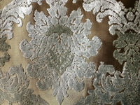 Lady Cecile 1/2 Yard Remnant- Italian Burnout Damask Chenille Blue Bronze Fabric Upholstery - Fancy Styles Fabric Pierre Frey Lee Jofa Brunschwig & Fils