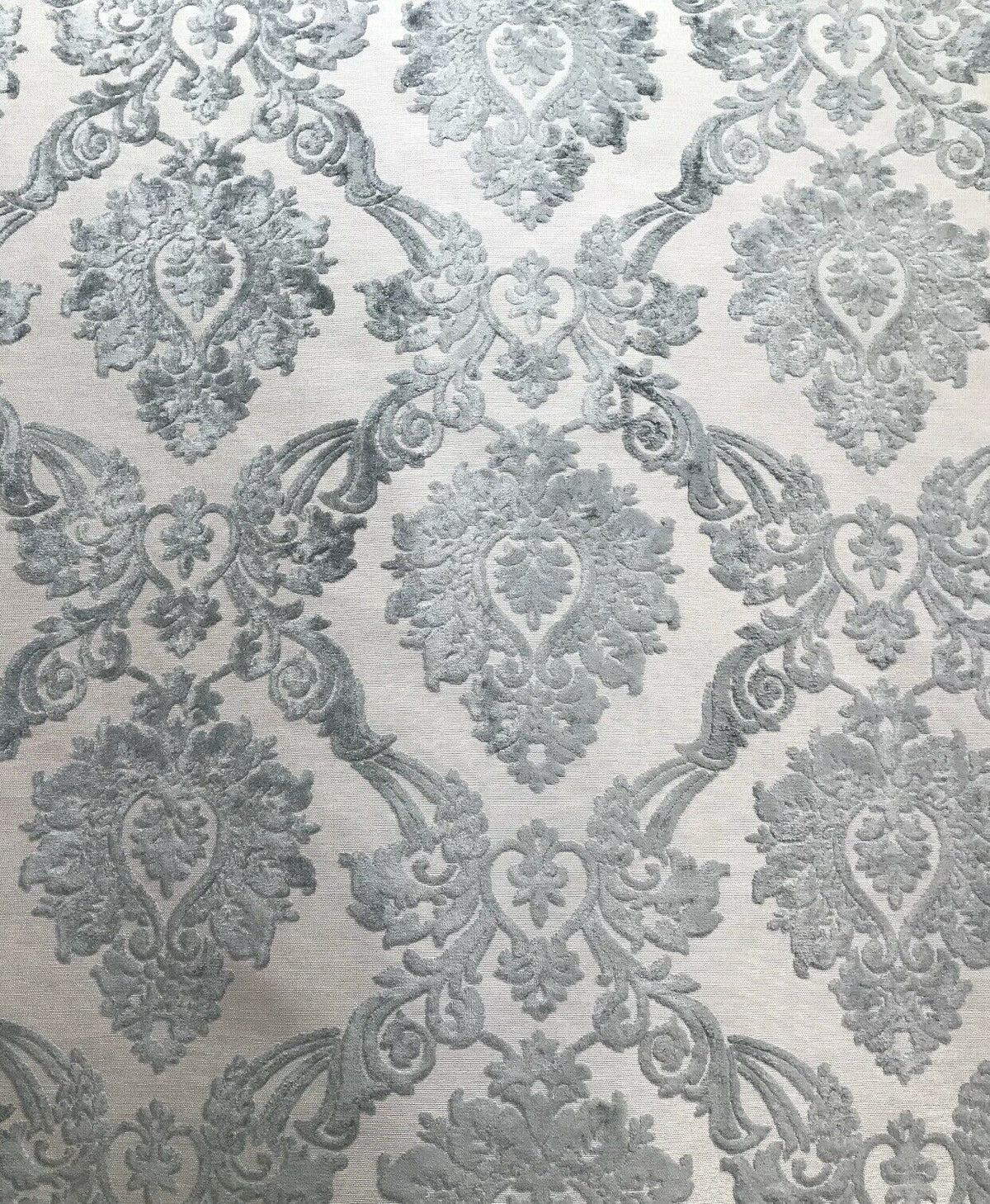 NEW Duke Raphael Designer Velvet Chenille Burnout Damask Upholstery Fabric - Grey - Fancy Styles Fabric Pierre Frey Lee Jofa Brunschwig & Fils