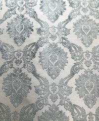 NEW Duke Raphael Designer Velvet Chenille Burnout Damask Upholstery Fabric - Grey - Fancy Styles Fabric Pierre Frey Lee Jofa Brunschwig & Fils