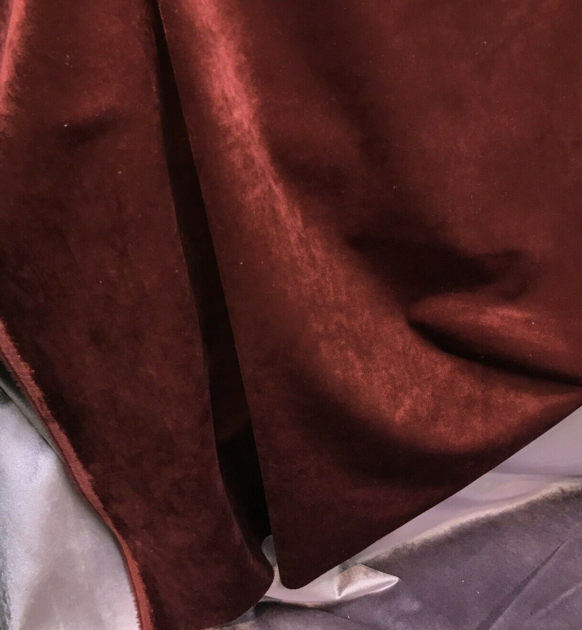 NEW Designer Velvet Upholstery And Drapery Fabric- Rust Red- Lightweight - Fancy Styles Fabric Pierre Frey Lee Jofa Brunschwig & Fils