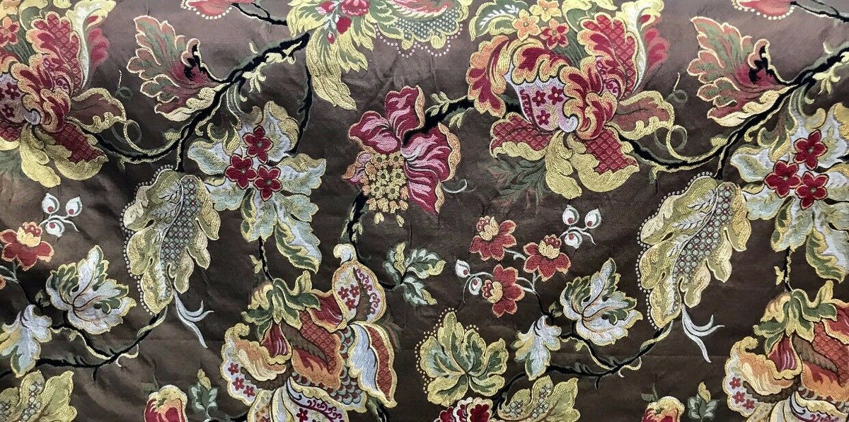 NEW Designer Floral Brocade Damask Upholstery Fabric- Made In Belgium- Brown - Fancy Styles Fabric Pierre Frey Lee Jofa Brunschwig & Fils