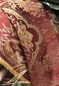 3/4 Yard Remnant- 110” wide- Brocade Bohemian Upholstery Fabric - Wine Red - Fancy Styles Fabric Pierre Frey Lee Jofa Brunschwig & Fils