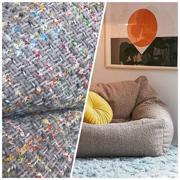 NEW Designer Nubby Upholstery Heavyweight Tweed Fabric- Gray & Multicolor BTY - Fancy Styles Fabric Pierre Frey Lee Jofa Brunschwig & Fils