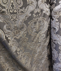 SWATCH 8” x 8” Sample- Designer Brocade Satin Fabric- Gray Silver Gold - Damask - Fancy Styles Fabric Pierre Frey Lee Jofa Brunschwig & Fils