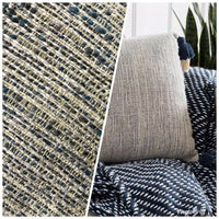 NEW Designer Upholstery Heavyweight Nubby Tweed Fabric- Navy Blue Gray Natural - Fancy Styles Fabric Pierre Frey Lee Jofa Brunschwig & Fils