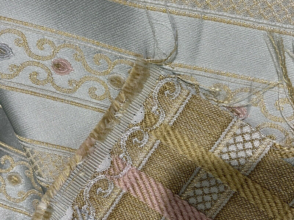 NEW Princess Avery Novelty Ritz Neoclassical Brocade Striped Satin Fabric - Louis Blue - Fancy Styles Fabric Pierre Frey Lee Jofa Brunschwig & Fils