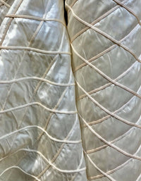 Queen Peyton 100% Silk Satin Quilted Designer Fabric- Ivory And Pink - Fancy Styles Fabric Pierre Frey Lee Jofa Brunschwig & Fils
