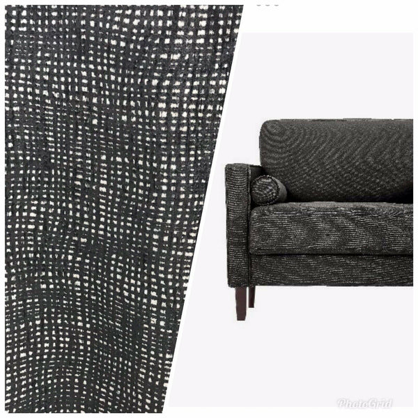 NEW Designer Upholstery Nubby Tweed Chenille Gingham Fabric- Black White - Fancy Styles Fabric Pierre Frey Lee Jofa Brunschwig & Fils