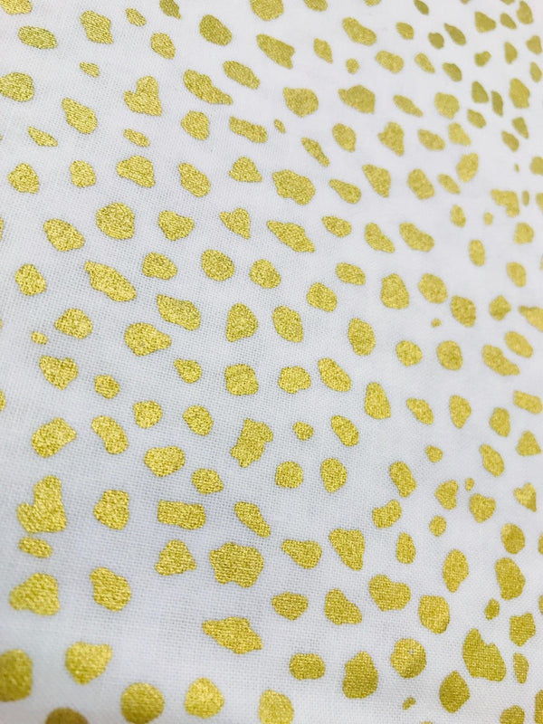Designer 100% Cotton Woven Fabric- Leopard Gold And White- Sold By The yard - Fancy Styles Fabric Pierre Frey Lee Jofa