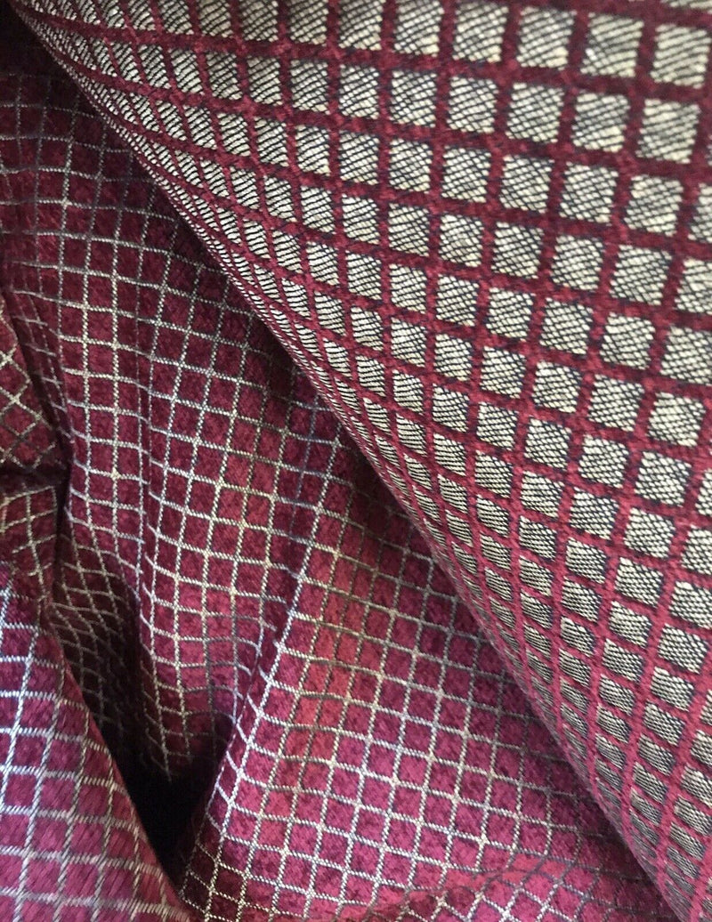 SALE! Lord Owen Burnout Velvet Chenille Fabric -Burgundy Red Diamond Motif -Upholstery - Fancy Styles Fabric Pierre Frey Lee Jofa Brunschwig & Fils