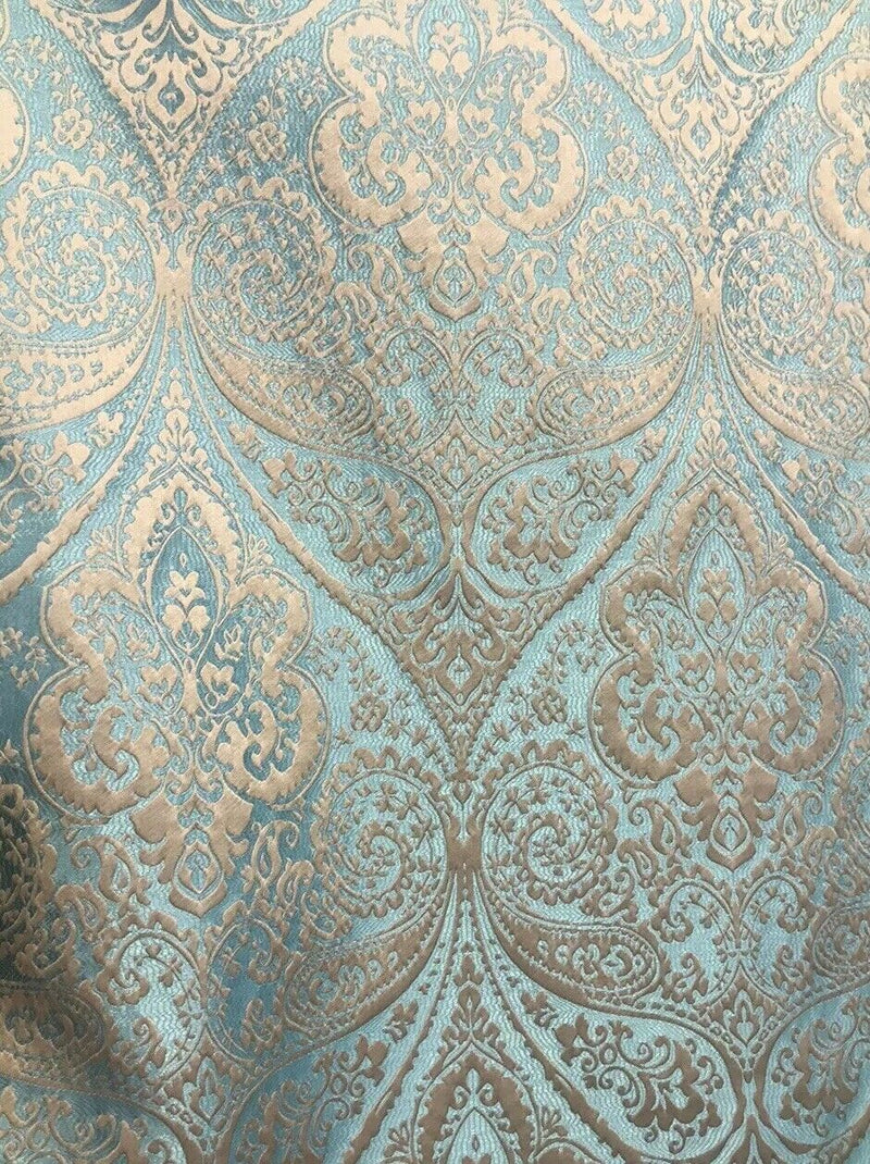 NEW! Princess Penelope Designer Brocade Satin Fabric - Blue Neoclassical Floral Upholstery Damask - Fancy Styles Fabric Pierre Frey Lee Jofa Brunschwig & Fils