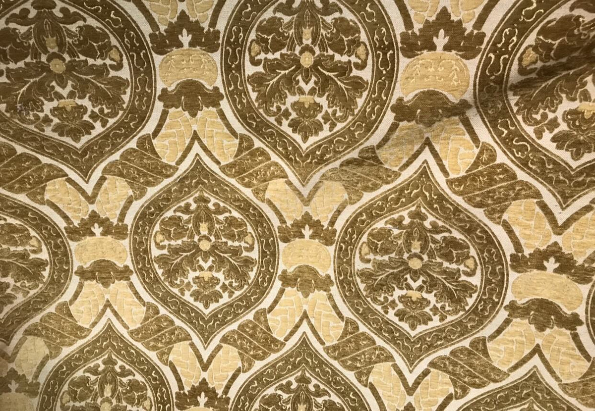 NEW Double Sided Burnout Chenille Velvet Fabric- Mustard Yellow- Upholstery - Fancy Styles Fabric Boutique