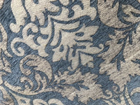 NEW Sir Arthur Double Sided Burnout Chenille Velvet Fabric- Blue Ivory Upholstery Damask - Fancy Styles Fabric Pierre Frey Lee Jofa Brunschwig & Fils