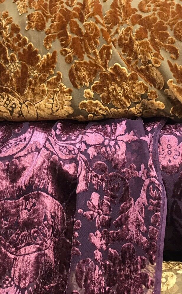 Designer Rayon Burnout Velvet Fabric - Antique Wine- By The Yard - Fancy Styles Fabric Pierre Frey Lee Jofa Brunschwig & Fils