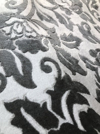 SWATCH Burnout Velvet Upholstery Fabric Floral Charcoal (almost Black) & White - Fancy Styles Fabric Boutique