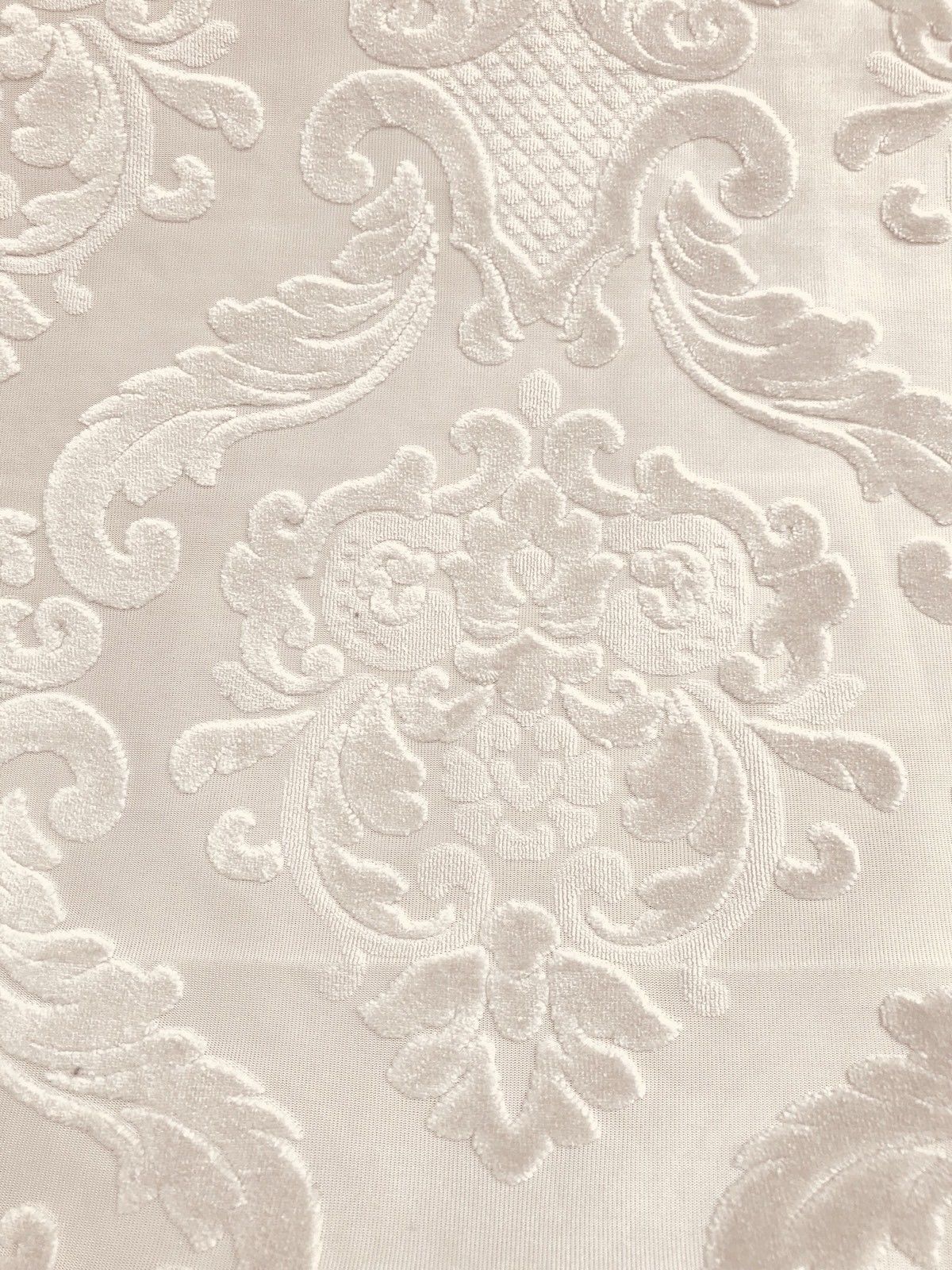 SWATCH Cut Out Chenille Velvet Fabric- Upholstery- Burnout- Eggshell - Fancy Styles Fabric Pierre Frey Lee Jofa Brunschwig & Fils