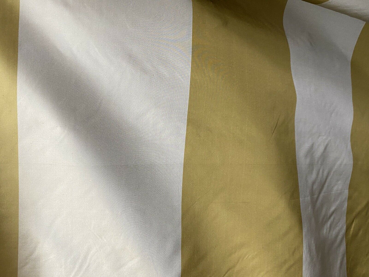 NEW 100% Silk Taffeta Gold & Cream Striped Fabric - Fancy Styles Fabric Pierre Frey Lee Jofa Brunschwig & Fils