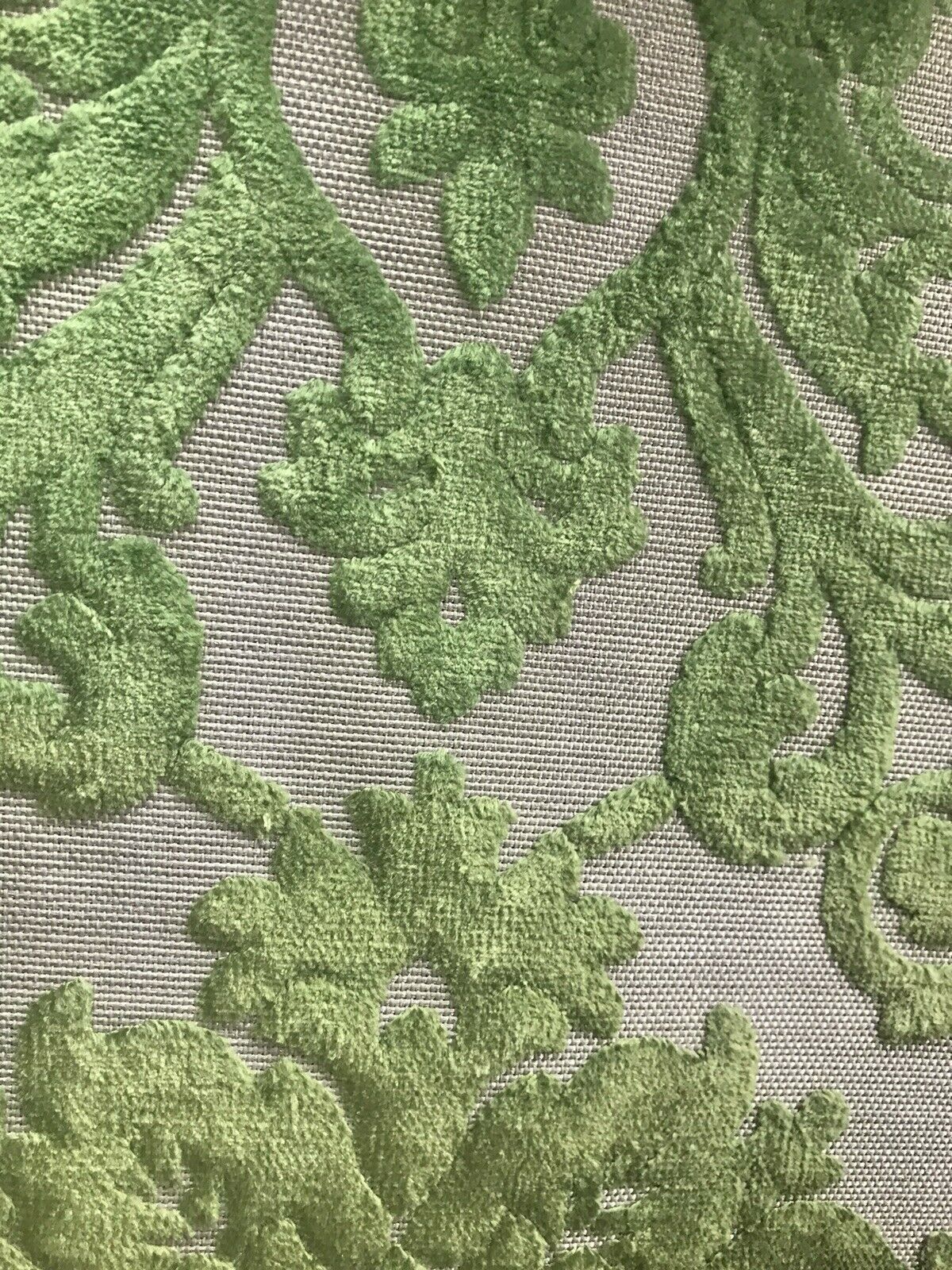 NEW Duke Raphael Designer Velvet Chenille Burnout Damask Upholstery Fabric - Green - Fancy Styles Fabric Pierre Frey Lee Jofa Brunschwig & Fils
