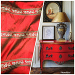 SWATCH Lady Paulette 100% Silk Taffeta Fabric Embroidery Crimson Red & Iridescent Black Tones - Fancy Styles Fabric Pierre Frey Lee Jofa Brunschwig & Fils