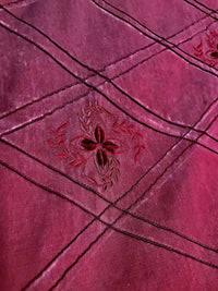 SWATCH 100% Silk Washed Dupioni Embroidered Floral Quilted Motif Fabric - Red - Fancy Styles Fabric Pierre Frey Lee Jofa Brunschwig & Fils