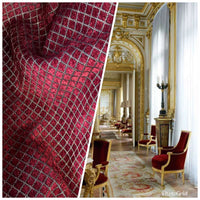 SALE! Lord Owen Burnout Velvet Chenille Fabric -Burgundy Red Diamond Motif -Upholstery - Fancy Styles Fabric Pierre Frey Lee Jofa Brunschwig & Fils